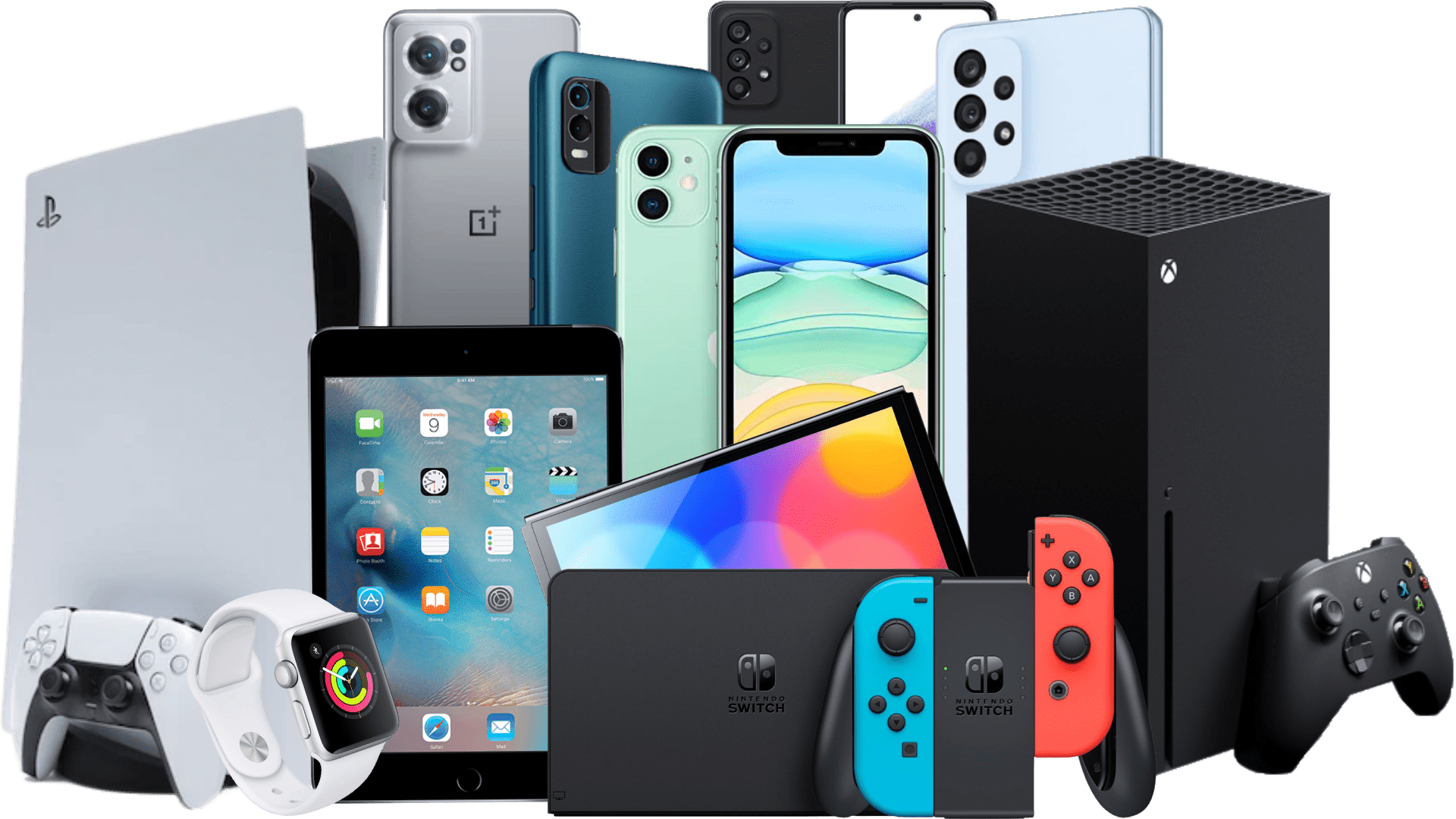 PlayStation 5, Xbox Series X, Nintendo Switch, iPhone, Samsung Galaxy, iPad and Apple Watch repaired at Gadgets Plus Repairs in Port Charlotte