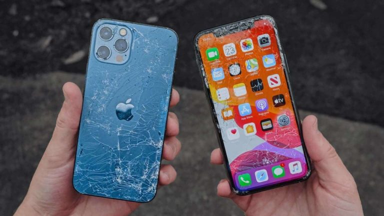 Collection of broken phones ready for repair