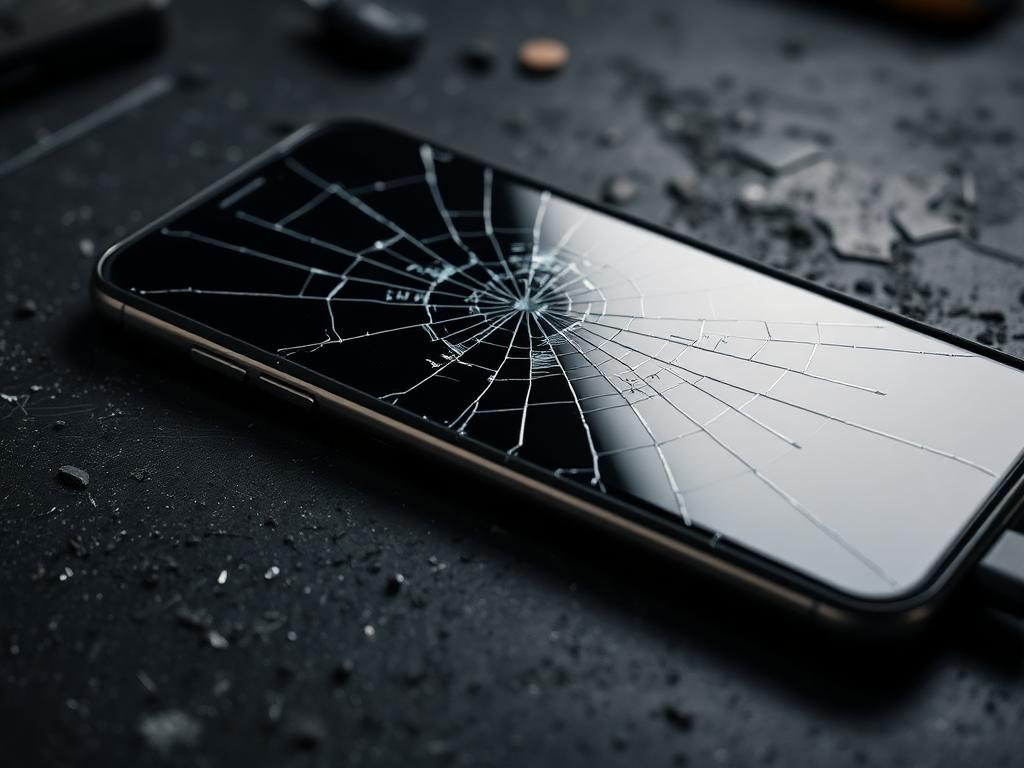 Before: Cracked phone screen
